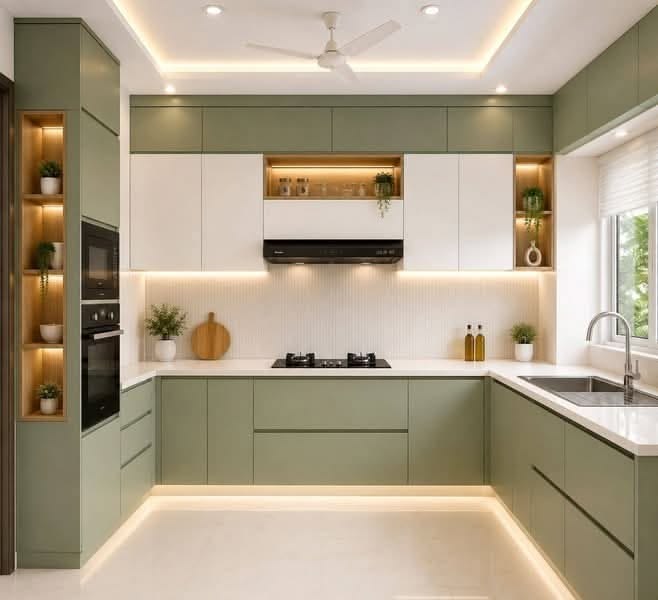 Luxury Chef Modular Kitchen featuring Tall Pantry Storage Rack & Spice Carousels #95